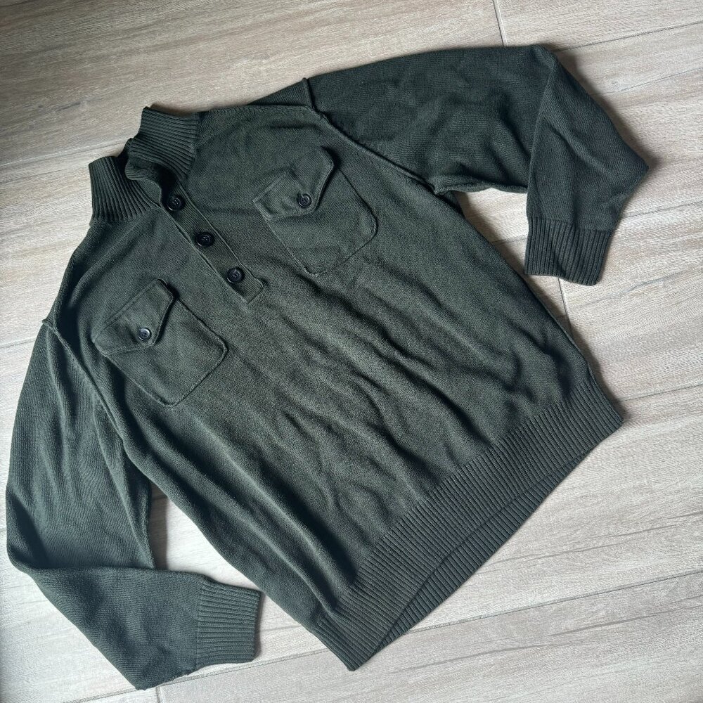 Haggar Dark Green Pullover Sweater w/ Chest Pockets Men's XL